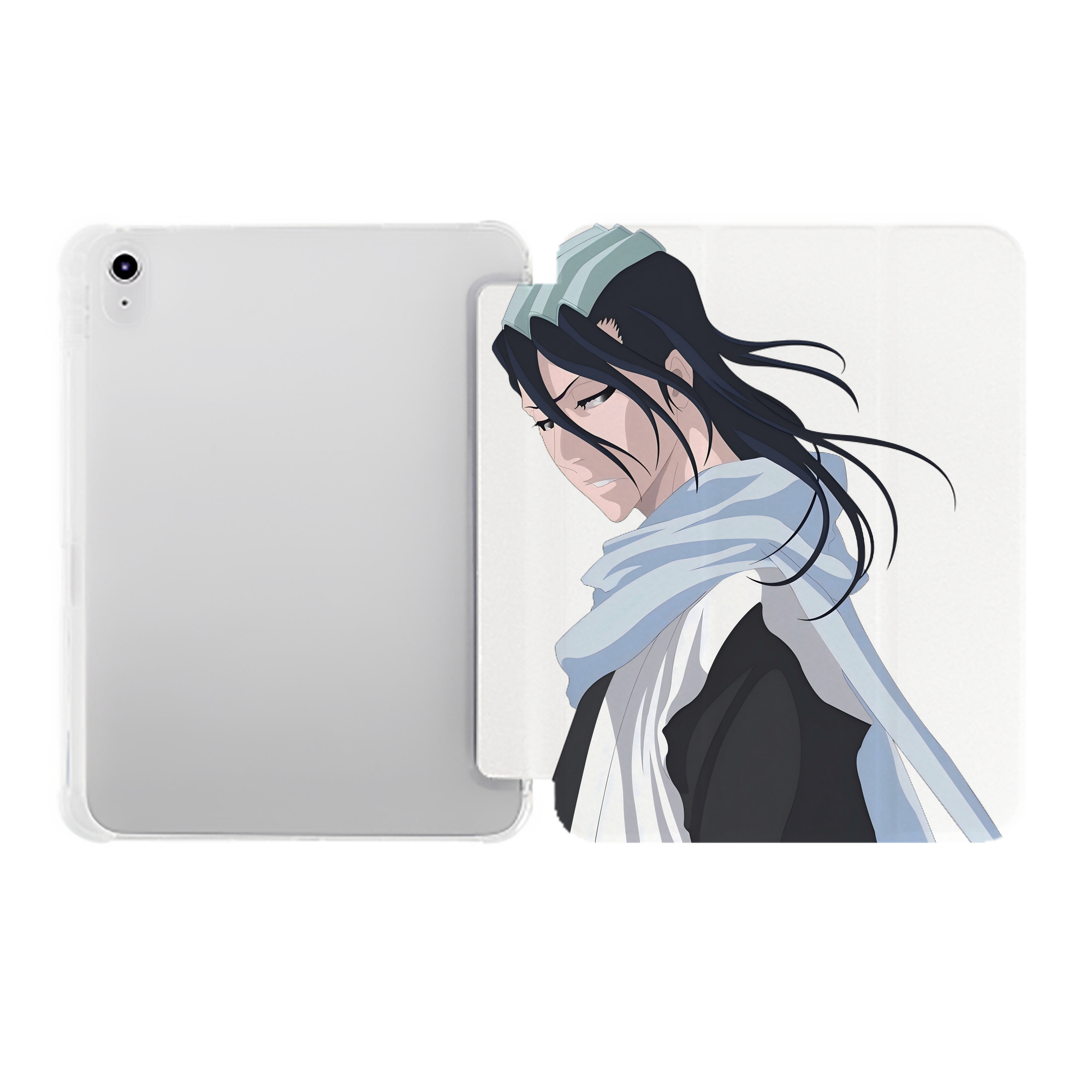 （画像用） ブリーチ くちき びゃくや BLEACH Kuchiki Byakuya IPad ケース ペン収納付き 三つ折りスタンド PUレザー×シリコン 対応機種9.5/10.5/10.9インチ